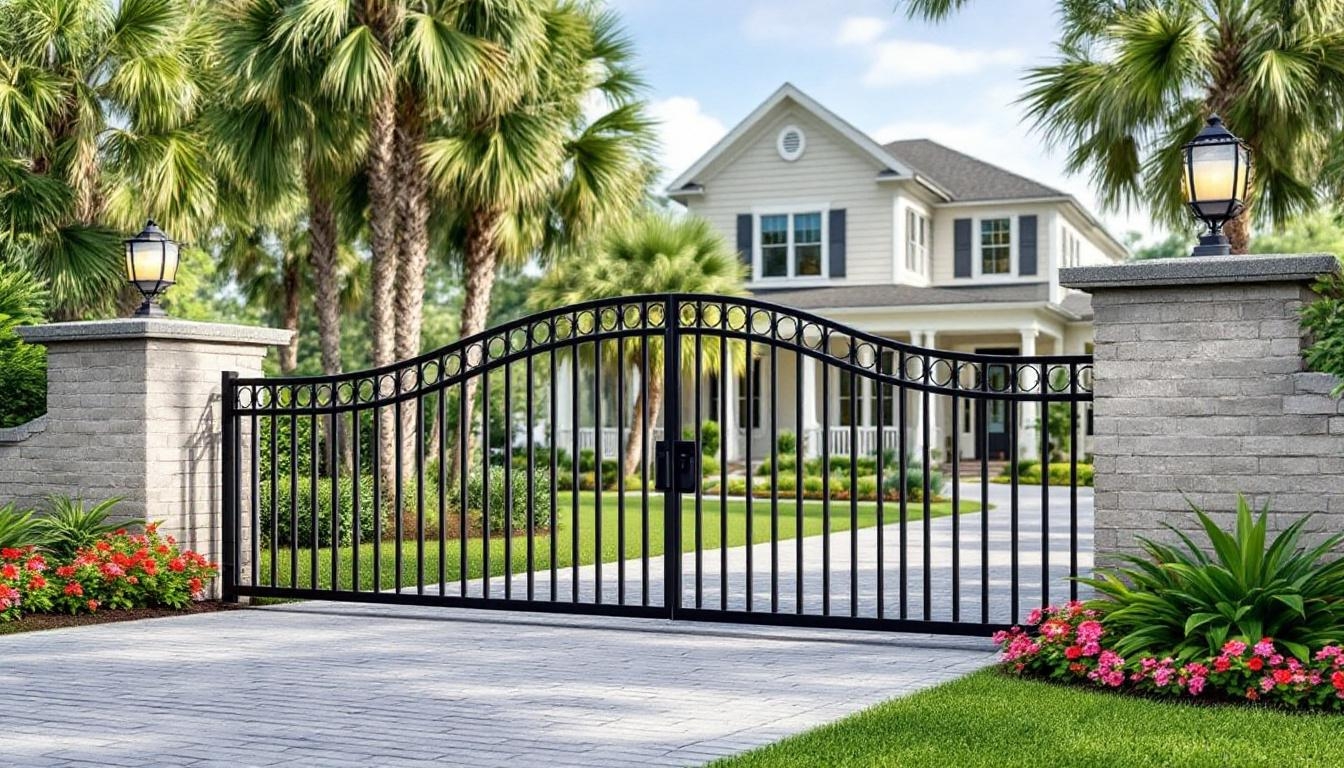 Aluminum fence for driveway entrances