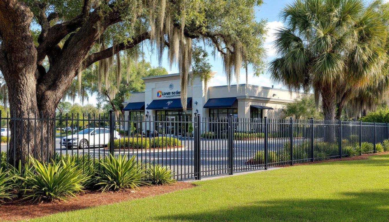 Aluminum fence for retail properties