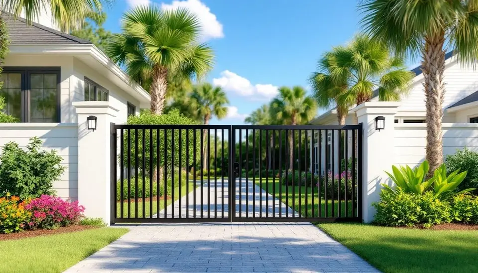 Aluminum fence with motorized gate options