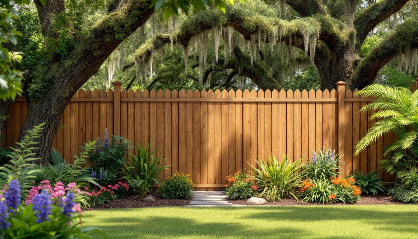 Wooden privacy screen fence