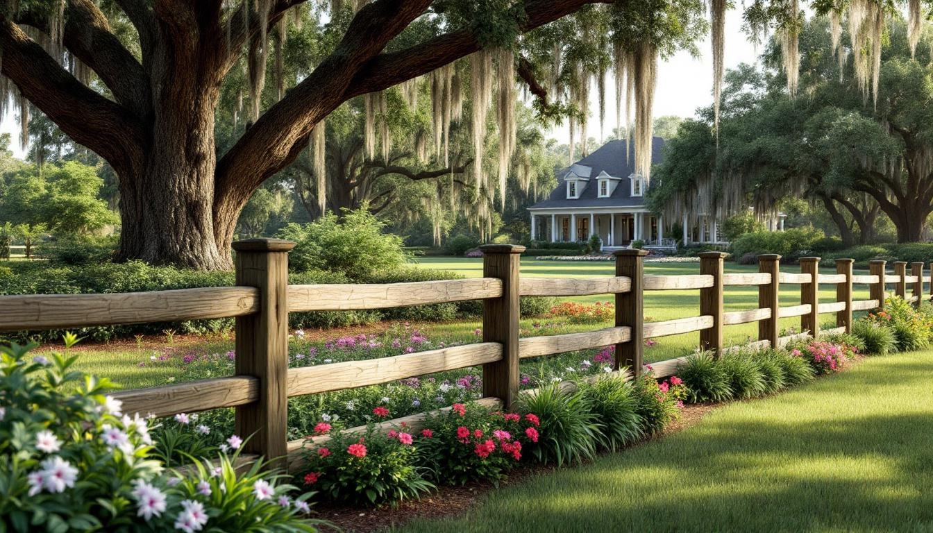 Wooden split rail fence