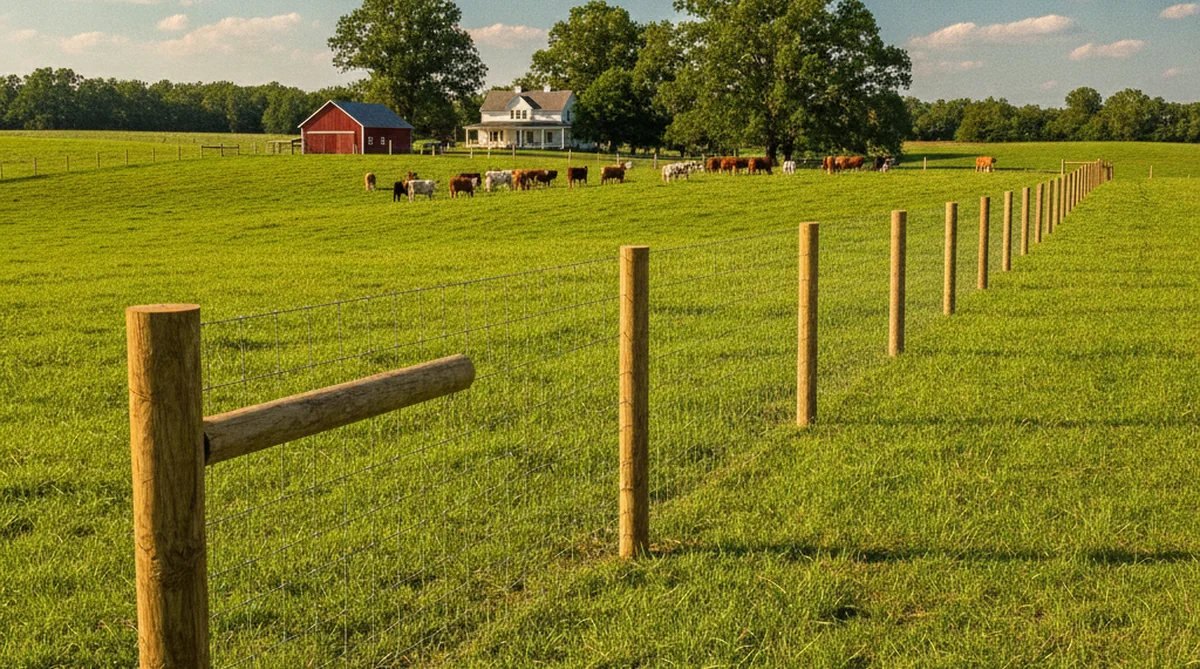 Agricultural woven wire fence on Orangeburg SC farm