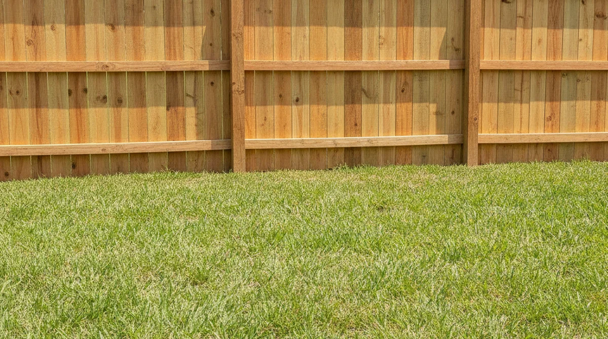 Board-on-board wood fence in Sumter SC backyard
