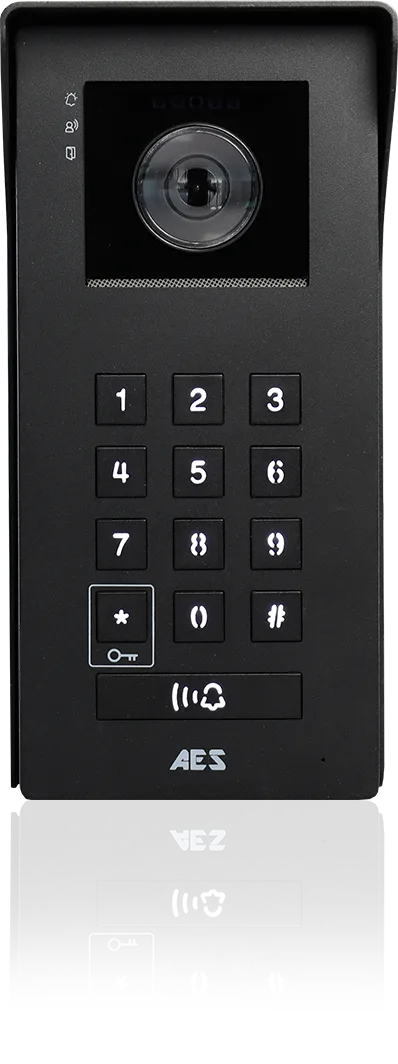 AES Opyn gate intercom with video, keypad, and fob reader for telephone entry systems