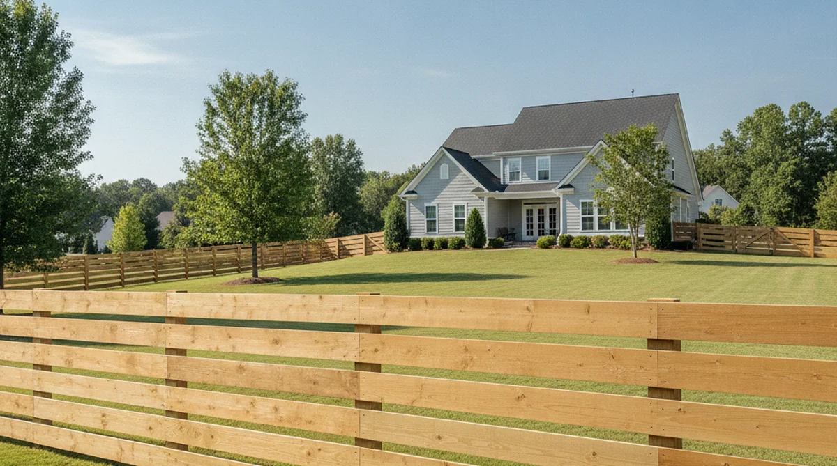 Modern horizontal board fence in Sumter SC backyard