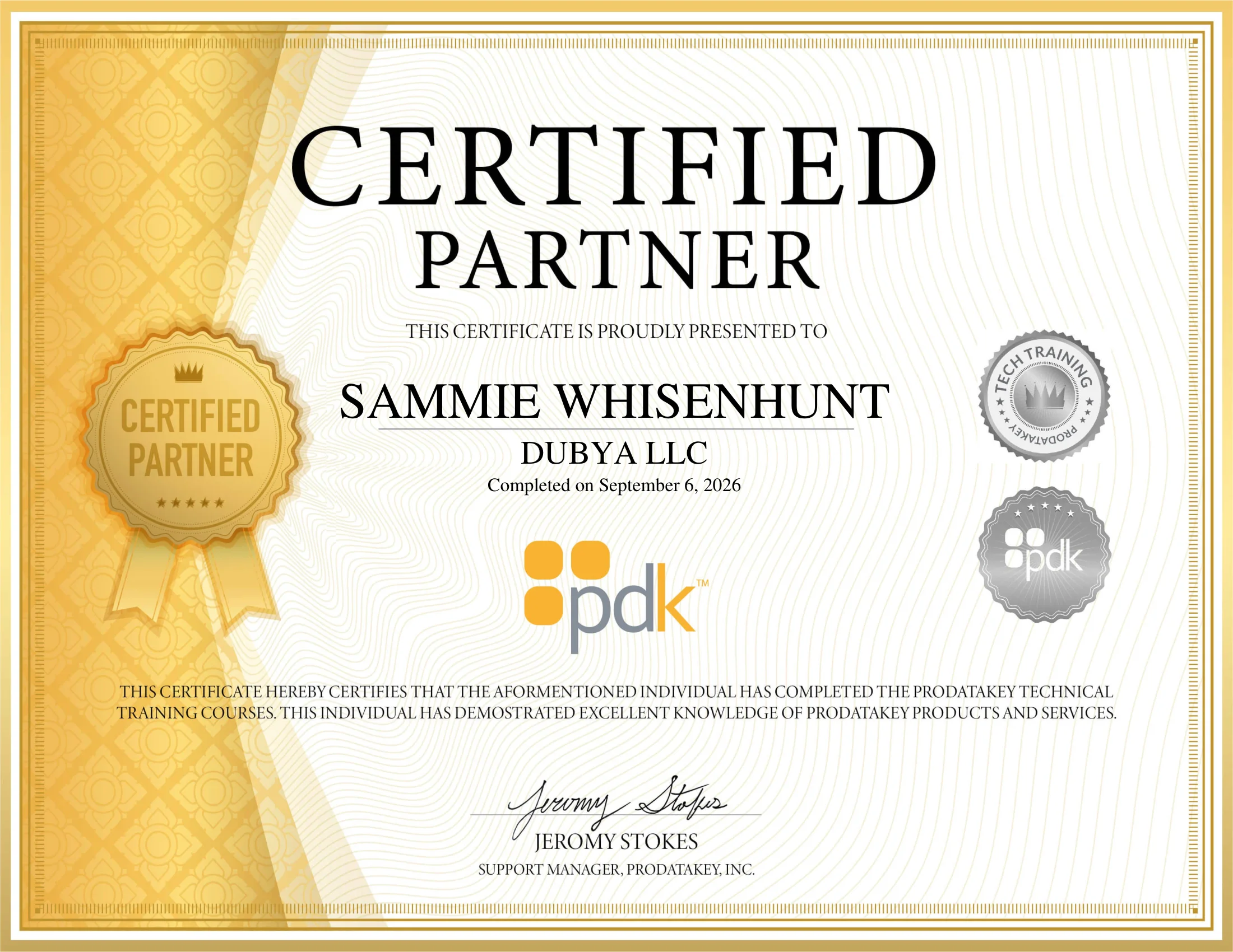PDK Certified Partner Access Control Certificate - Dubya Fence