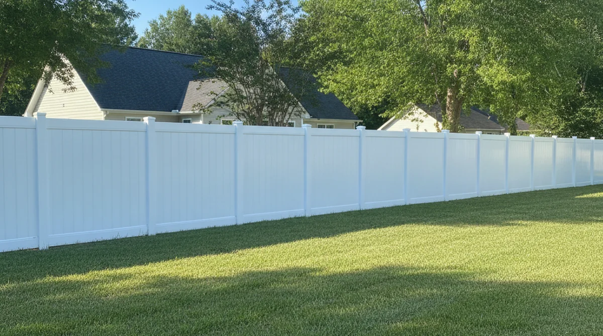 White vinyl privacy fence in Sumter SC backyard