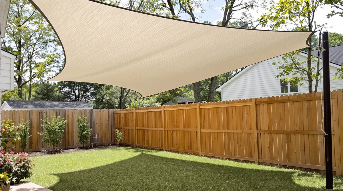 Privacy fence compared to shade sail in Summerville SC backyard