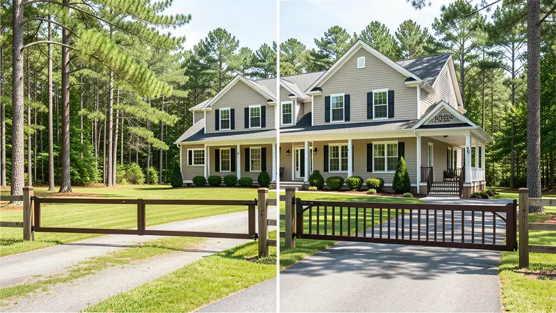 Electric automatic driveway gate installation at Orangeburg SC residential property